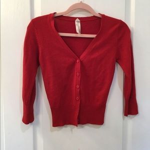 3/4 sleeve red cardigan